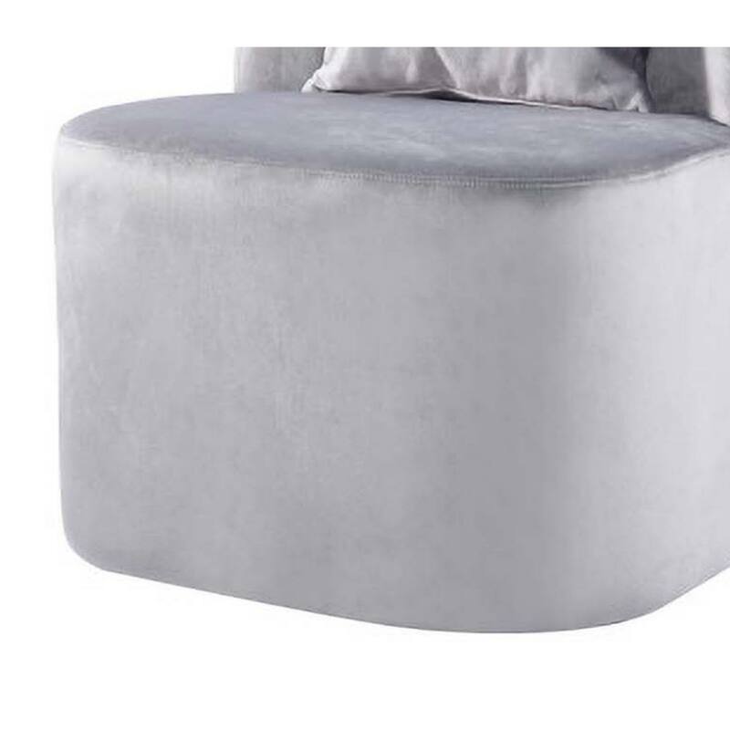 Suma 25 Inch Slipper Accent Chair with Pillow, Gray Velvet Upholstery