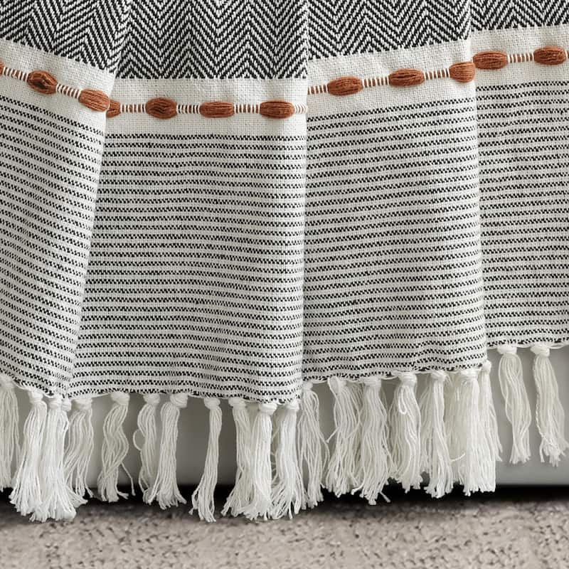 Lush Decor Herringbone Stripe Yarn Dyed Cotton Woven Tassel Throw Blanket