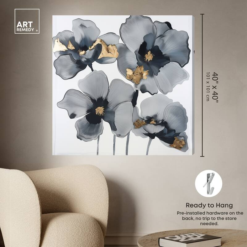 Art Remedy Drama Flora Gallery Wrapped Floral Fine 1 Piece Canvas Wall Art