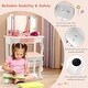 preview thumbnail 10 of 18, Gymax Kid Vanity Set Wooden Makeup Table Stool Tri-Folding Mirror