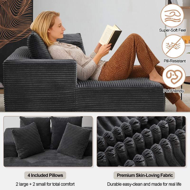 54" W Oversized Chaise Lounge Sofa Couch
