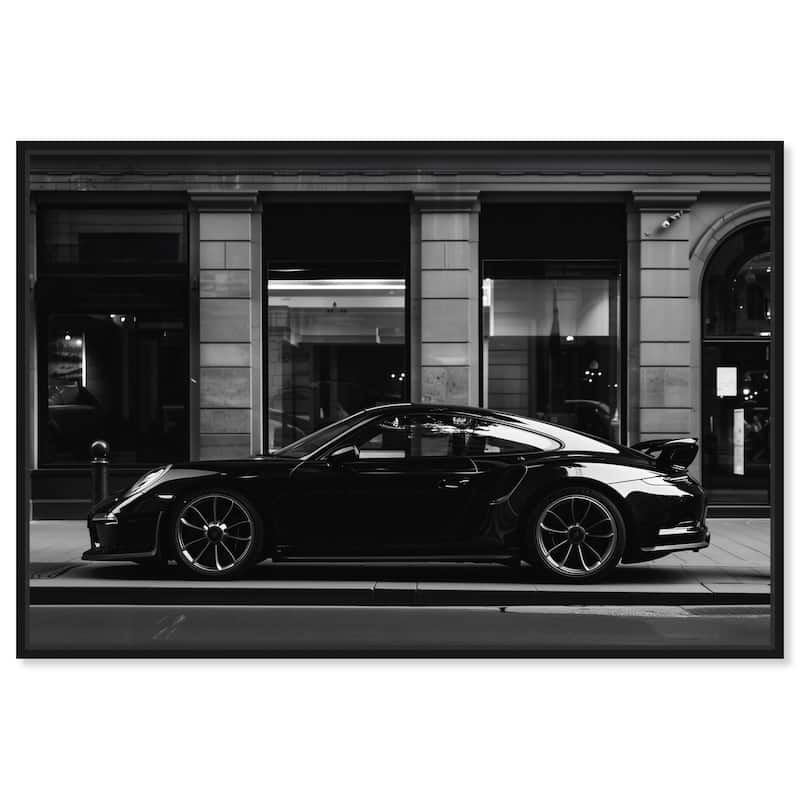 Notoriart City Streets Car Framed Car 1 Piece Canvas Wall Art - 25 x 17 - Black