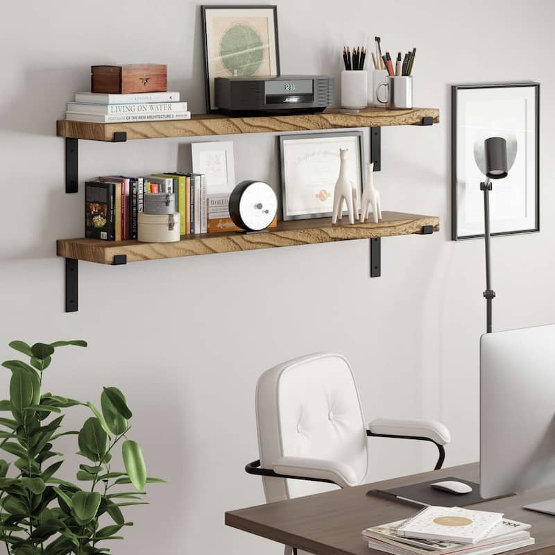Wallniture Menton 48-60-72-84 inch Long, 9.25" Deep, 1.5" thick Floating Wall Shelf for Wall, Office Decor, Rustic Decor, 1 Pc