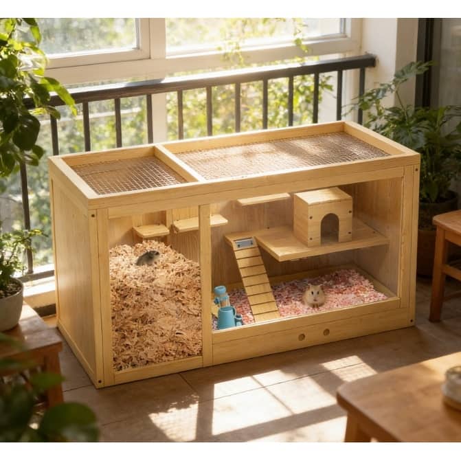 Hamster Cage,Extra Large Wooden Hamster Cage