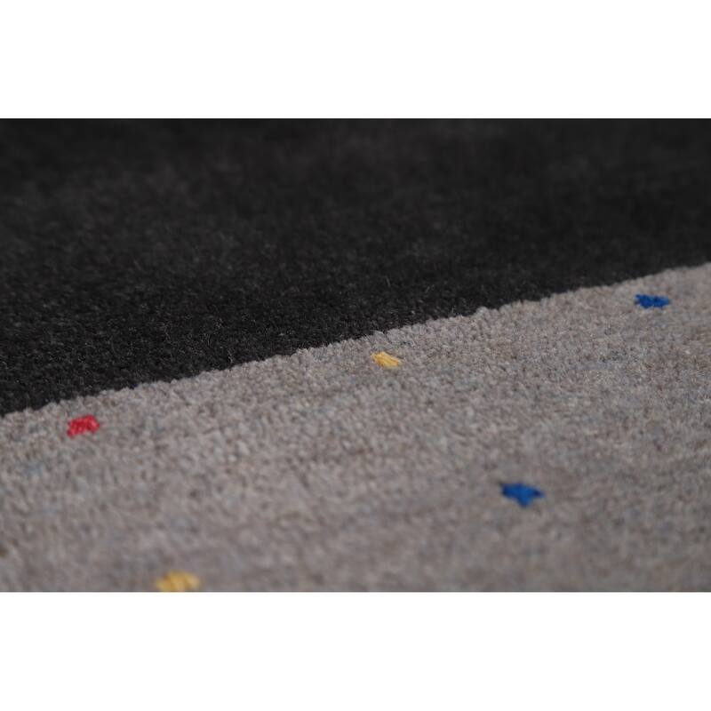 Gray Gabbeh Oriental Area Rug Handmade Wool Carpet - 9'4" x 11'9"