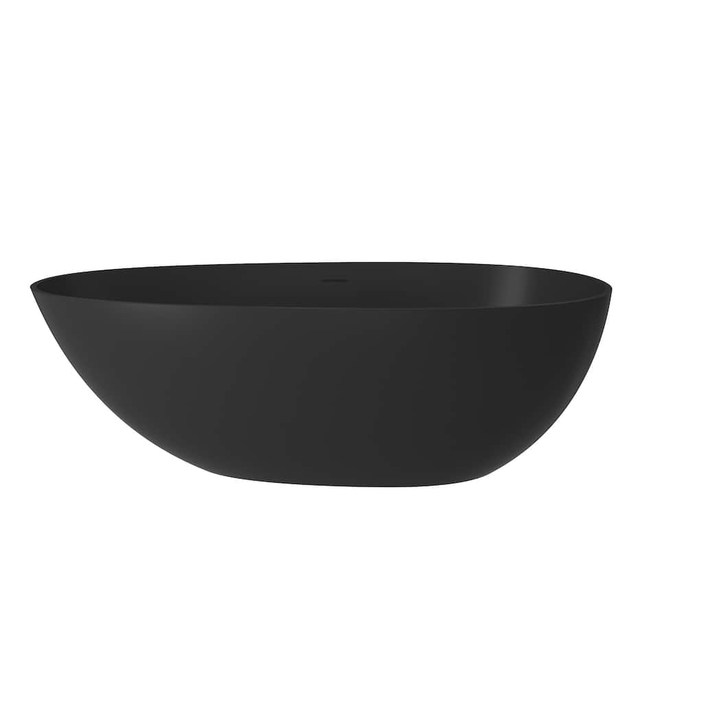 67" Solid Surface Freestanding Bathtub in Matte Black/Grey