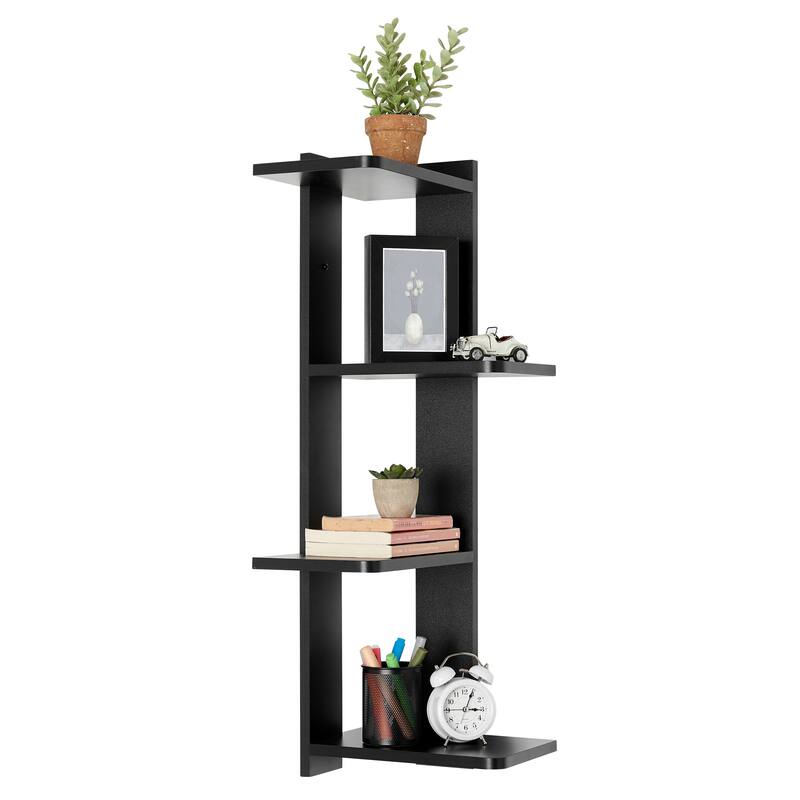 Danya B. Alvar Corner 4-Tier Floating Ledge Column Wall Shelf