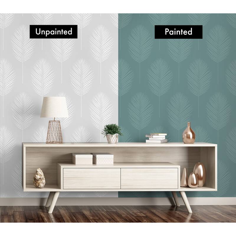 NextWall Palm Leaf Paintable Peel and Stick Wallpaper - 20.9 in. W x 18 ft. L