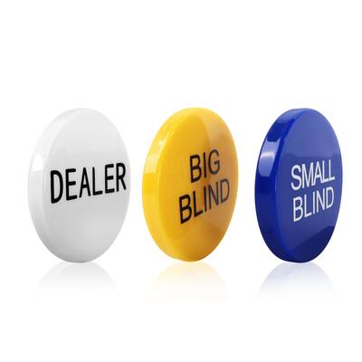 GSE™ Set of 3 Small Blind, Big Blind, Dealer Puck Buttons. Texas Hold'em Poker Accessories - Button