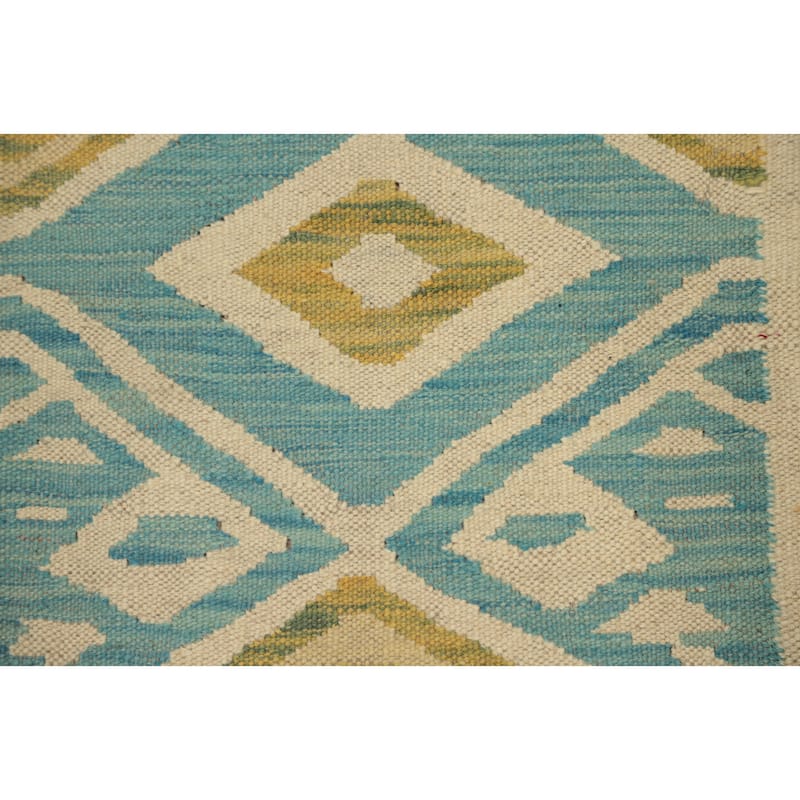 Hand Woven Oriental 100% Wool Carpet Southwestern Tribal Multi-Colored Kilim Runner Rug - 5' 9'' X 2' 0''