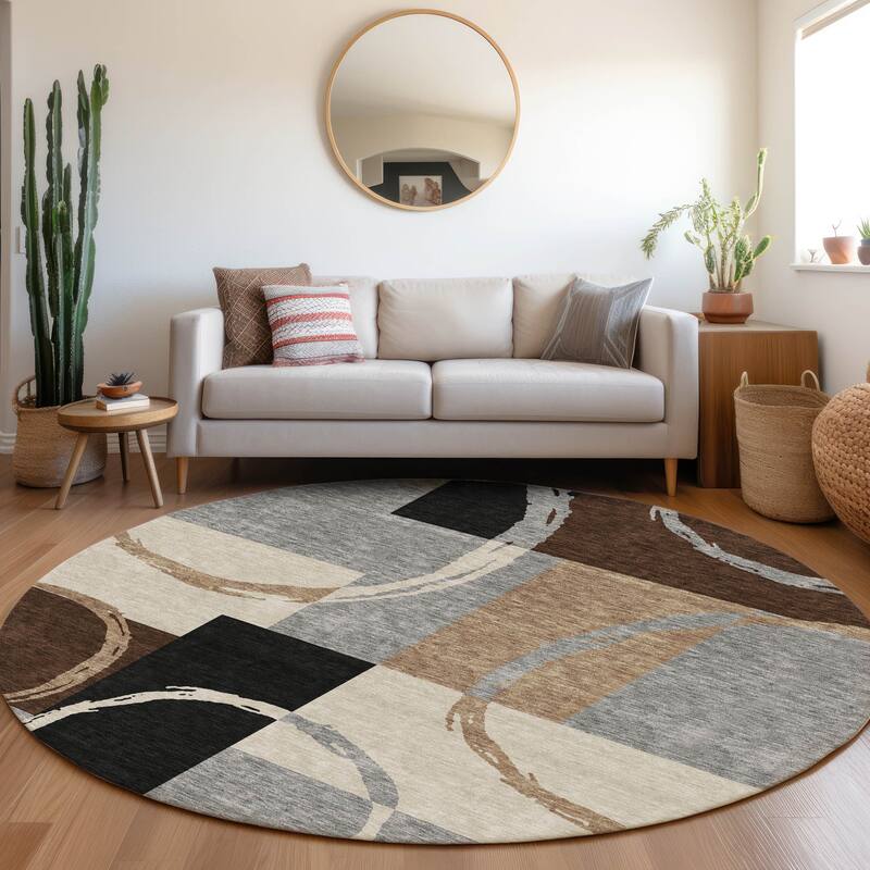 Premium Washable Super Soft Modern Casual Mayfield Rug - Pewter - 8' x 8'