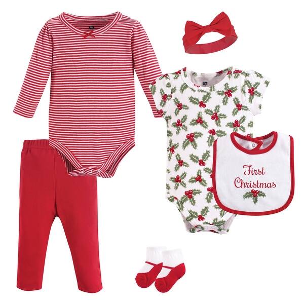 slide 1 of 1, Hudson Baby Infant Girl Cotton Layette Set, Holly 0-3 Months - Holly