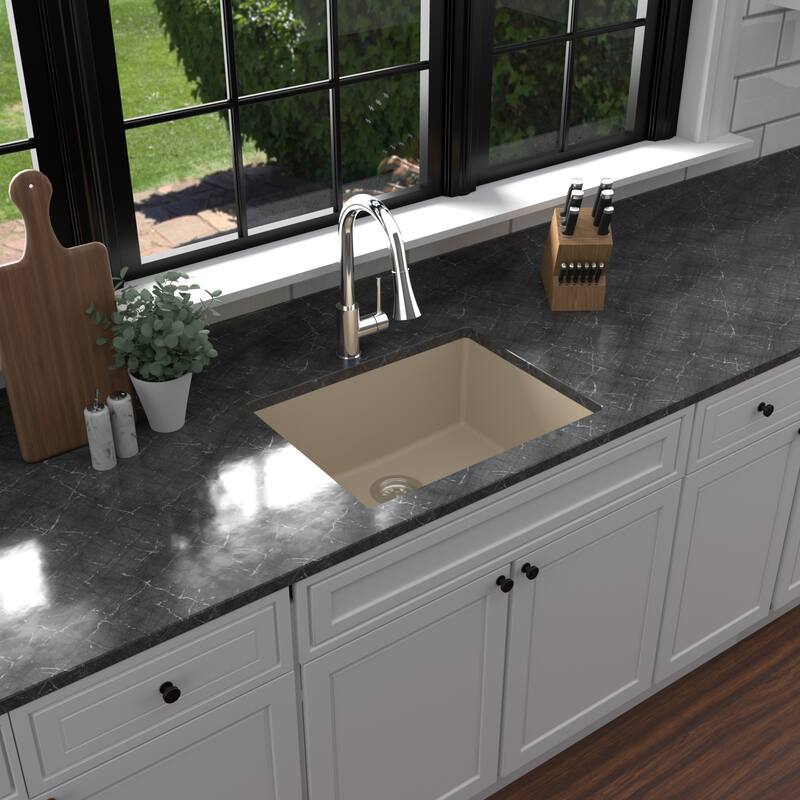 Karran Undermount 24.38 in Single Bowl Quartz Kitchen Sink