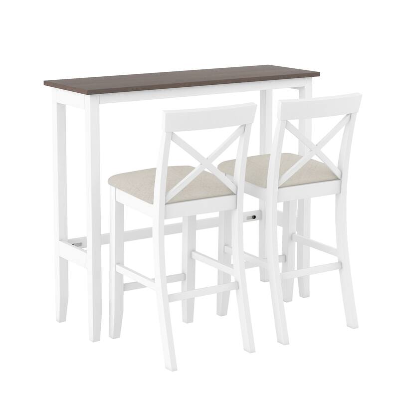 3-Piece Farmhouse Dining Set with Rectangular Table & 2 Chairs