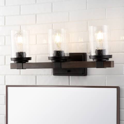 Ferme Iron/Seeded Glass Rustic Farmhouse LED Vanity Light, by JONATHAN Y