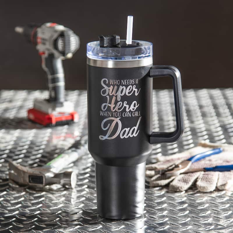Dad Super Hero Canyon Cup, Double Wall Stainless Steel w/ Straw, 40oz, Gift Box - 40oz