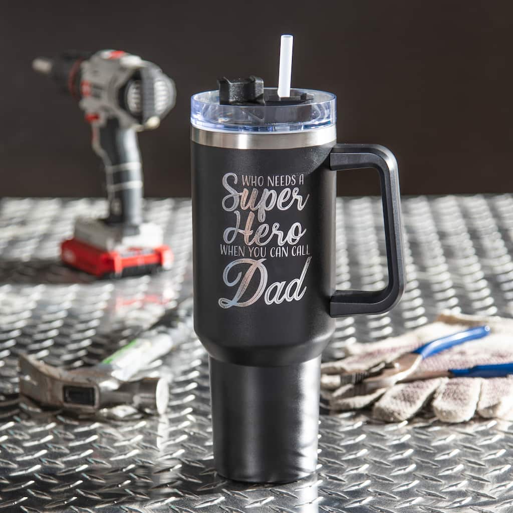 Dad Super Hero Canyon Cup, Double Wall Stainless Steel w/ Straw, 40oz, Gift Box - 40oz