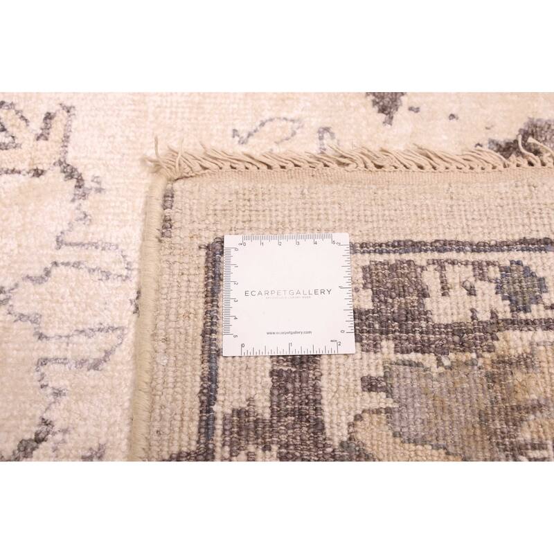 ECARPETGALLERY Hand-knotted Jules Oushak Ivory Silk Rug - 7'6 x 9'9
