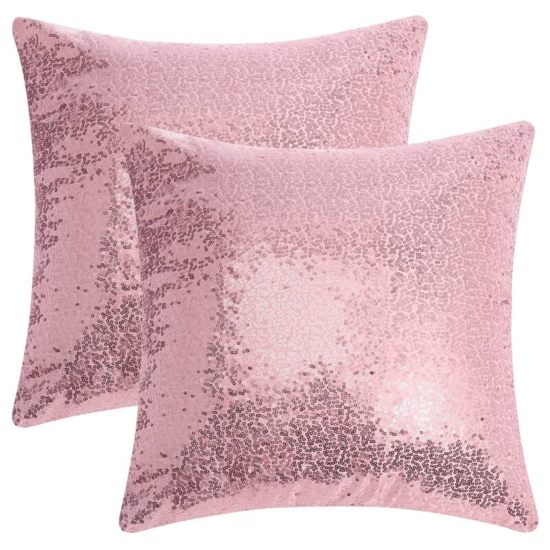 Sequin Throw Pillow Covers, Pack of 2 Square Glitter Decorative Pillow Cases Personalized Cushion Covers