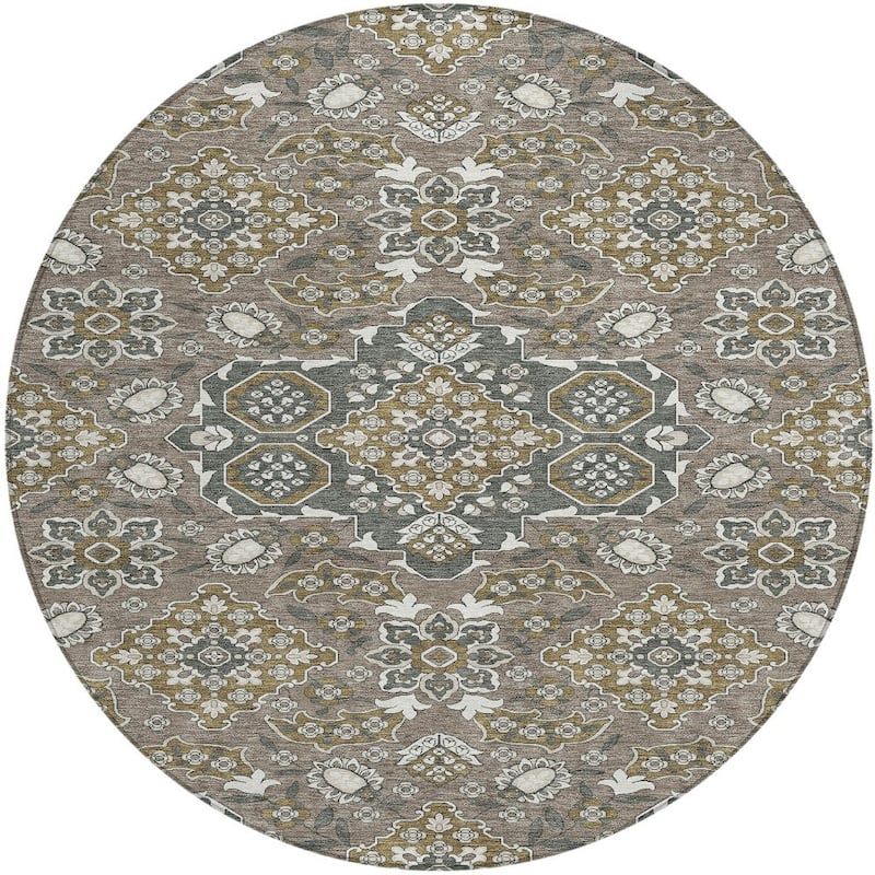HomeRoots Medallion Traditional Rectangle Outdoor Rug