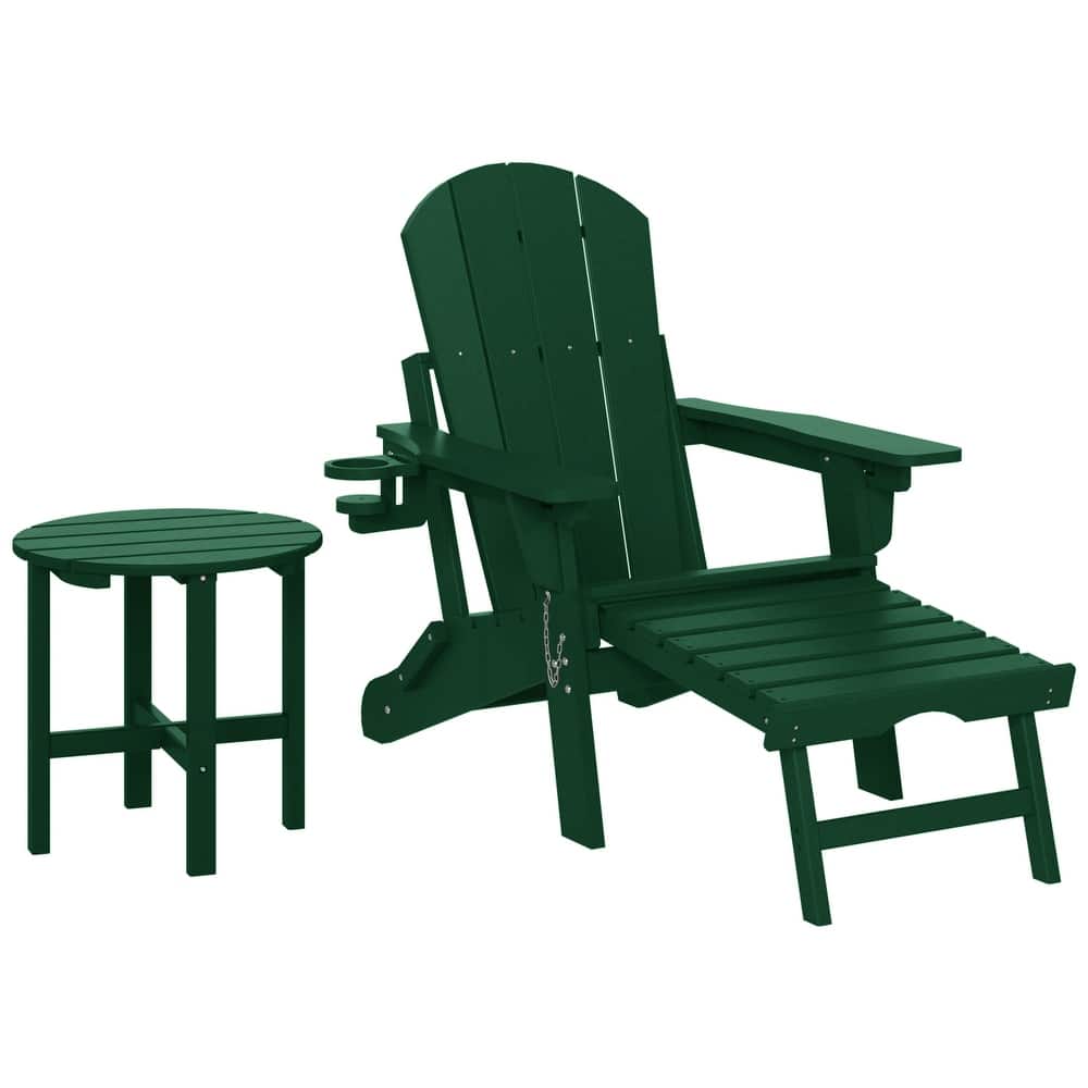 Laguna Outdoor Folding Adjustable Adirondack Chair with Hideaway Ottoman & Round Side Table