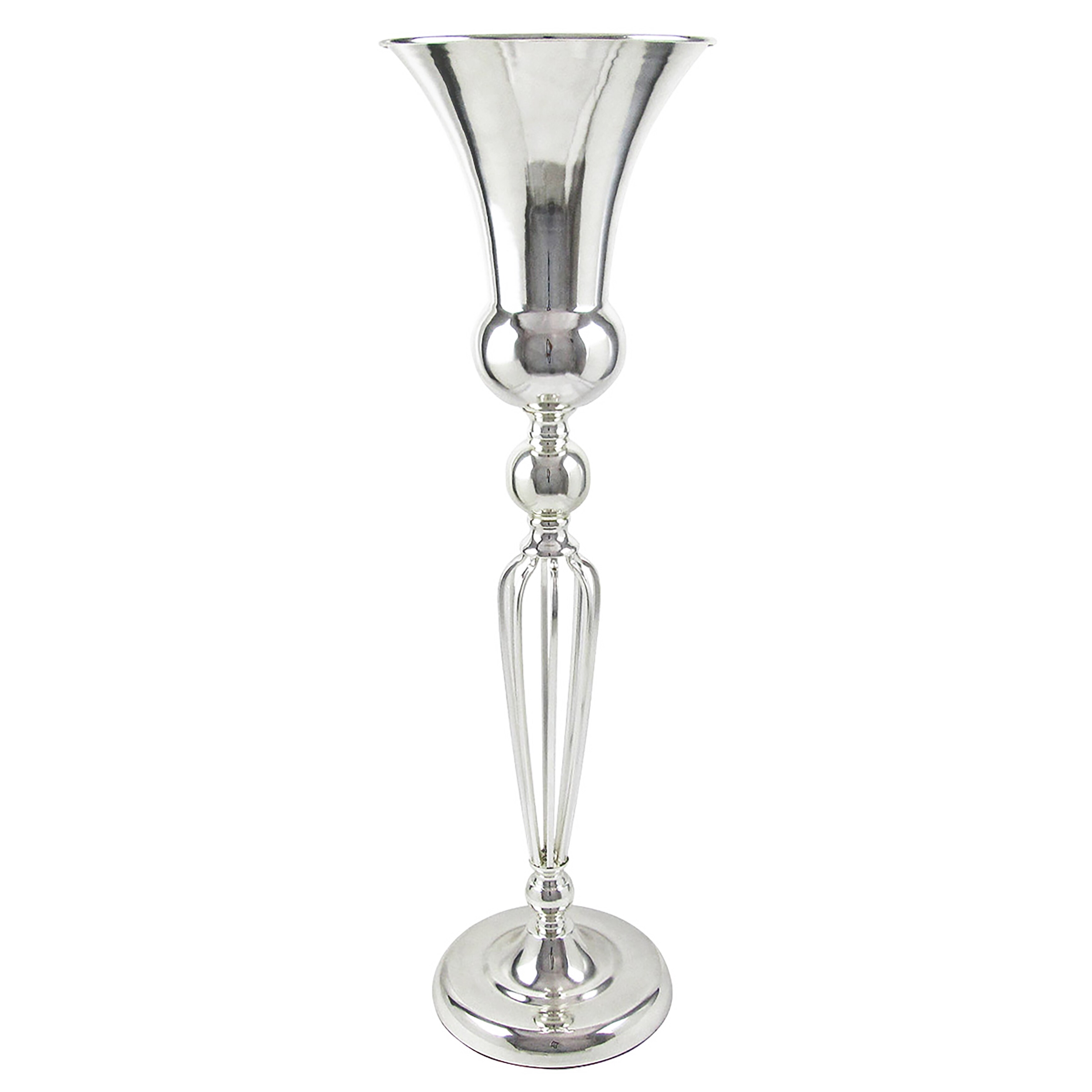 Silver Metal Blooming Trumpet Flower Vase Riser Decorative Centerpiece 33in Overstock 32767188