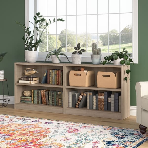 slide 2 of 14, Universal Small 2 Shelf Bookcase Storage - Set of 2 by Bush Furniture. Ash Gray
