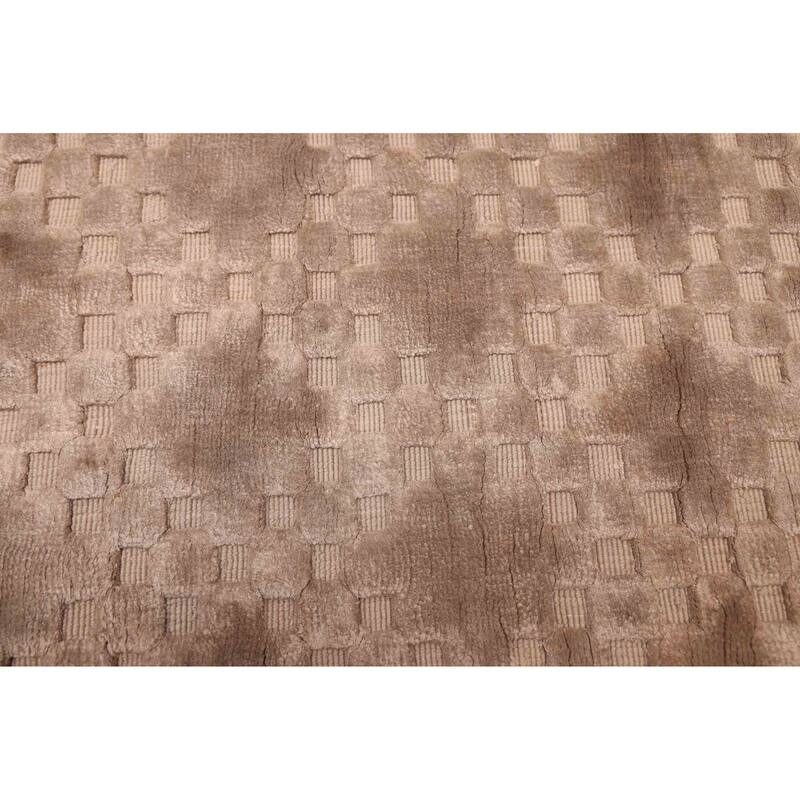 ECARPETGALLERY Hand Loomed Loreto Taupe Viscose Rug - 5'8 x 7'9