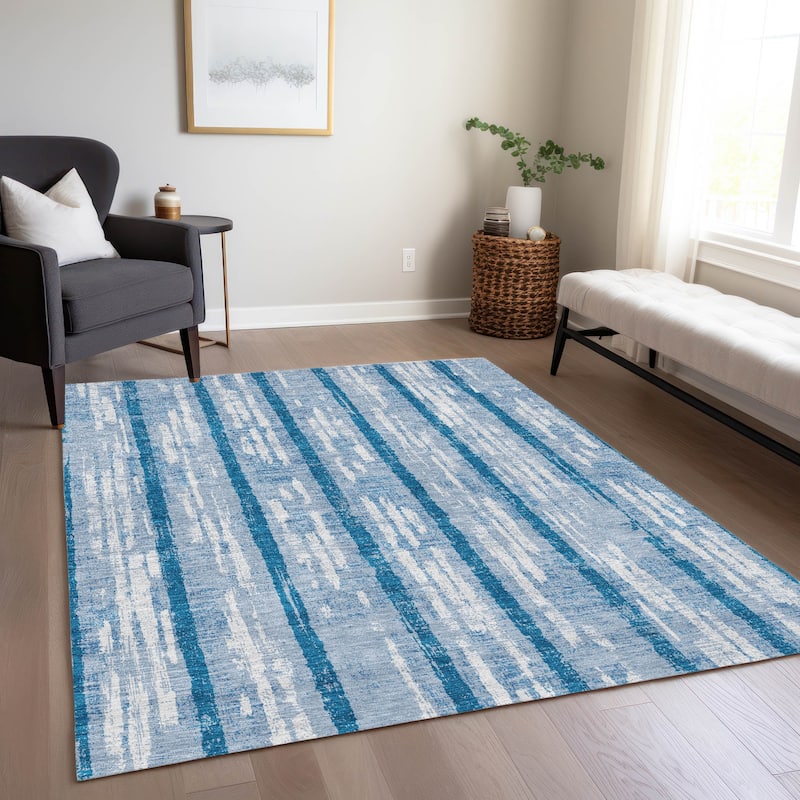 Machine Washable Indoor/ Outdoor Chantille Ombre Stripe Rug