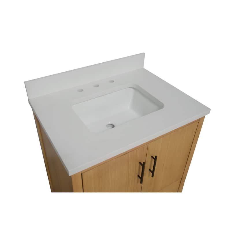 KitchenBathCollection California 30" Bathroom Vanity with Matte White Top
