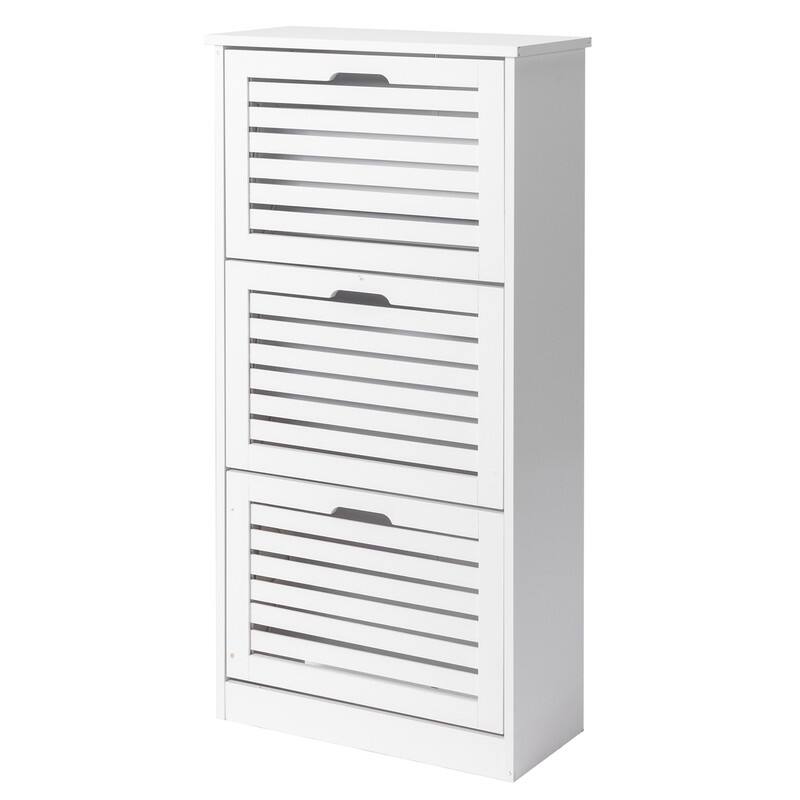 21.26" W MDF Shutter Drawers Shoe Cabinet White