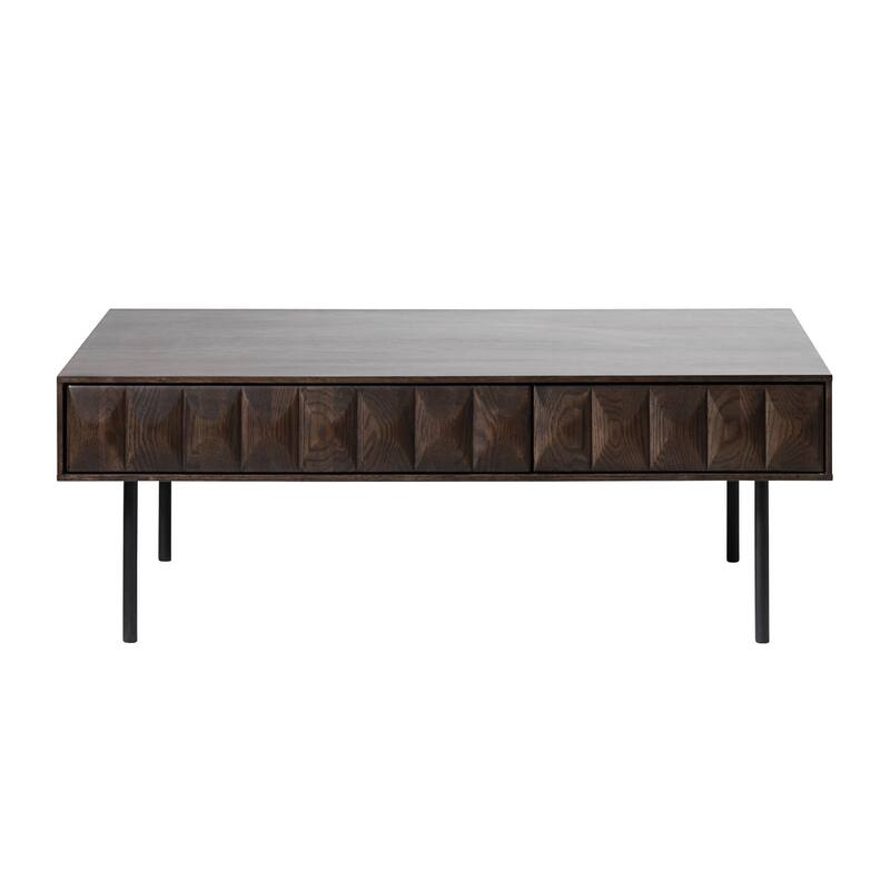 Rye Studio Modern 46" Wide 2-Drawer Coffee Table, Espresso Oak - 28"W x 46"L x 16.5"H