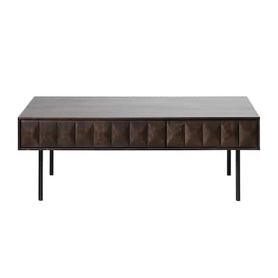 Rye Studio Modern 46" Wide 2-Drawer Coffee Table, Espresso Oak - 28"W x 46"L x 16.5"H