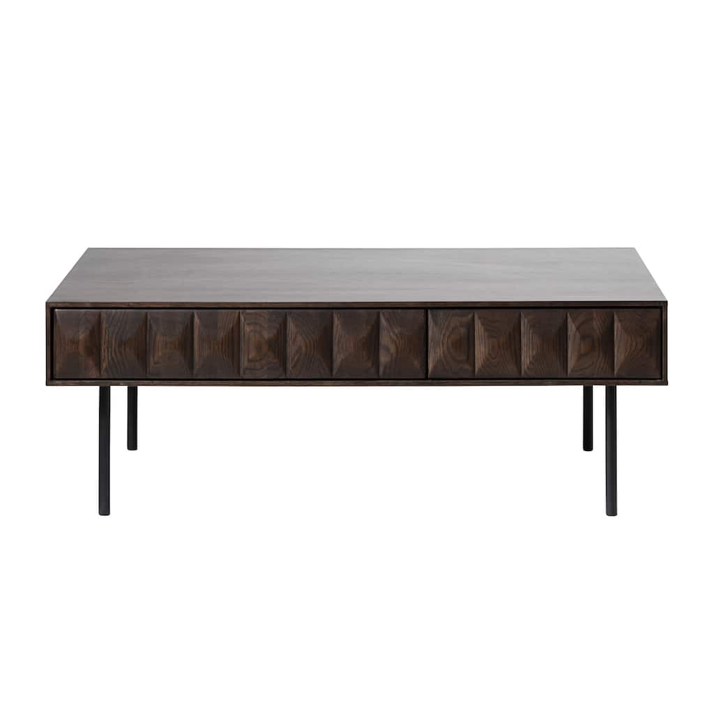 Rye Studio Modern 46" Wide 2-Drawer Coffee Table, Espresso Oak - 28"W x 46"L x 16.5"H