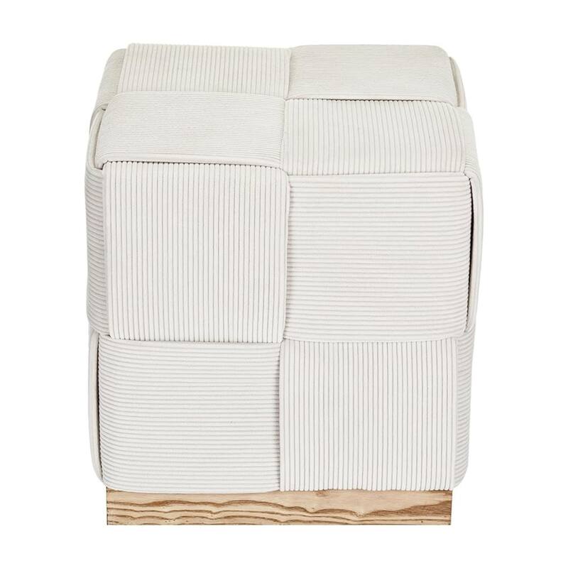 Upholstered Corduroy Square Ottoman Foot Stool Accent for Bedroom