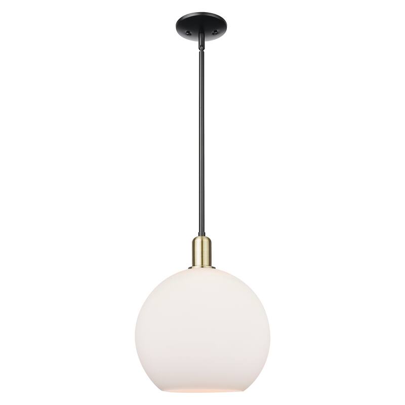 Innovations Lighting Endless Possibilities Arcadia - Athens - 1 Light 12" Stem Hung Mini Pendant - Matte White/Black Antique Brass