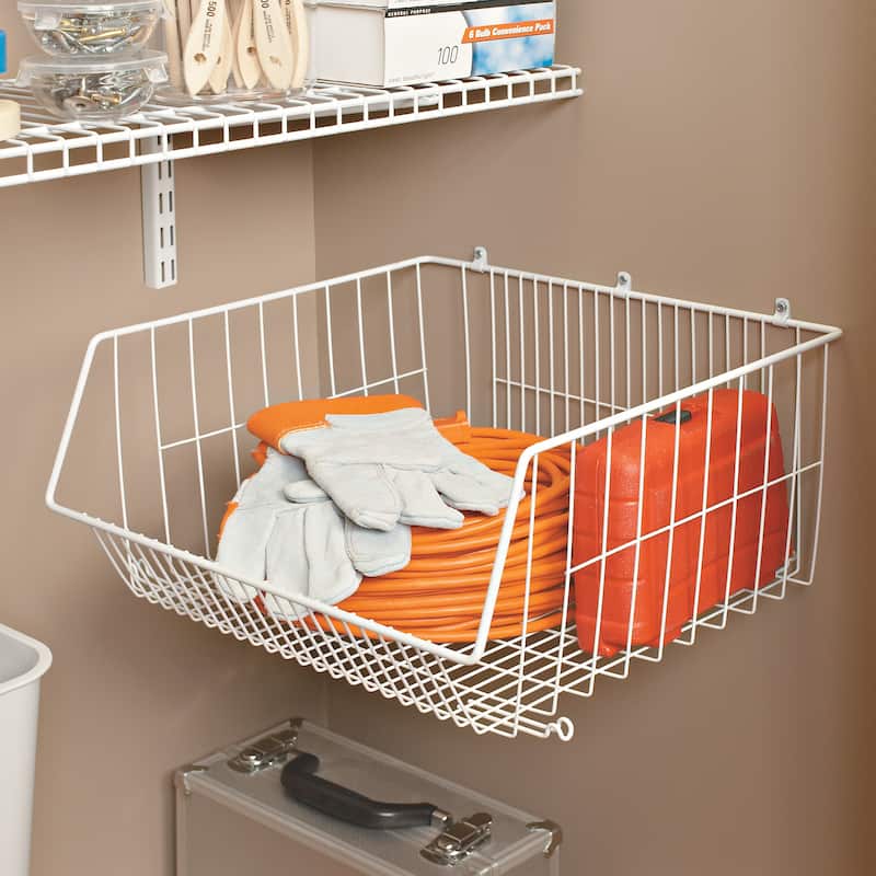 ClosetMaid White Steel Stack or Mount Wire Storage Basket