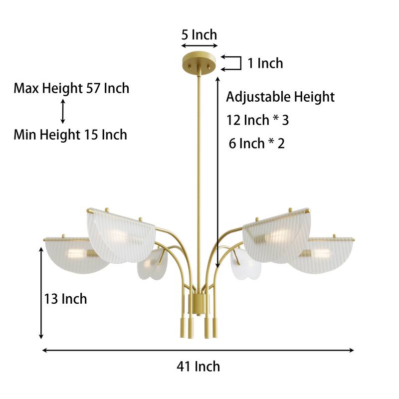 Acroma 6-Light Black Steel & Glass Dimmable Linear Chandelier
