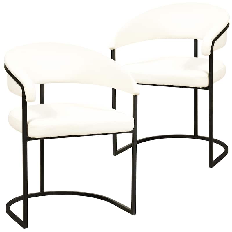 LeisureMod Set of 2 Aero Upholstered in Leather Dining Chair in Iron Accent Armchair in Polyester for Home & Kitchen