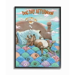 Stupell Dog Day Afternoon Funny Cartoon Pet Design Framed Wall Art 