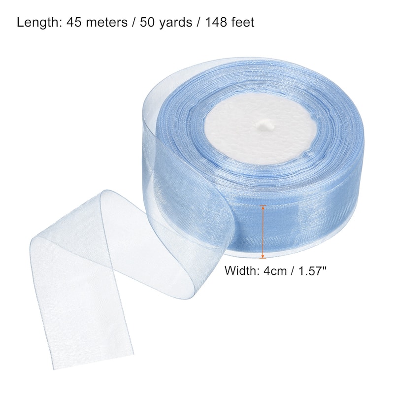 4cm 50 Yard Sheer Organza Ribbon Chiffon Decor Fabric Gift Wrapping - Turquoise