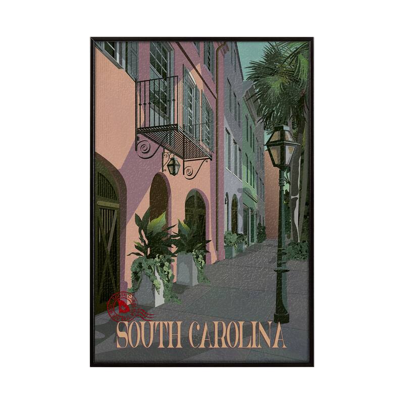 South Carolina Go USA by Mercana Studio a Hand Embellished Framed Art Print Series - 10.5 x 15.5 - Black
