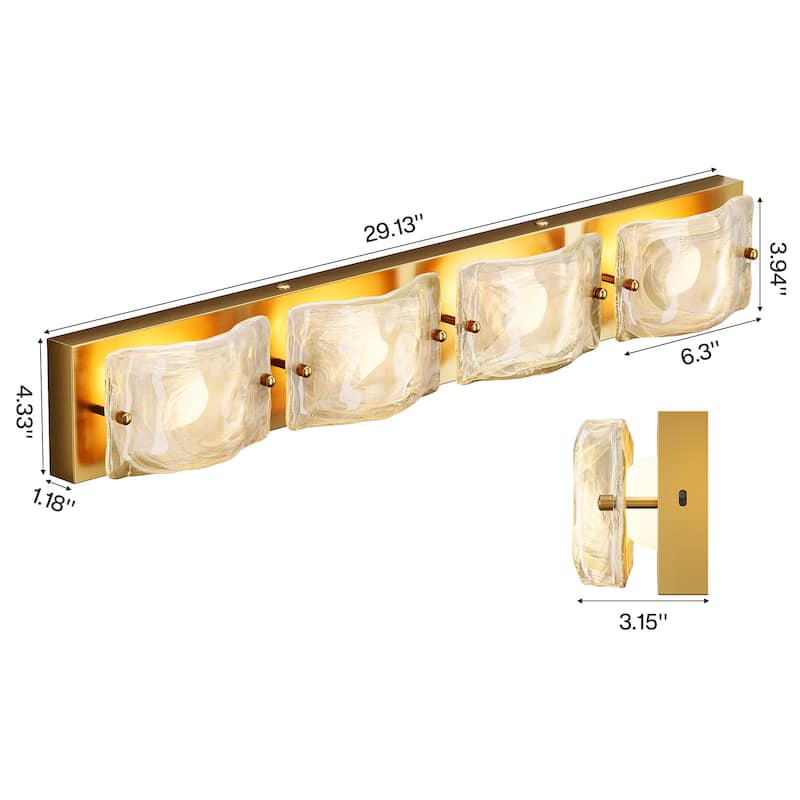 3 Tiles Cloud Glass Gold Copper Bathroom Vanity Light