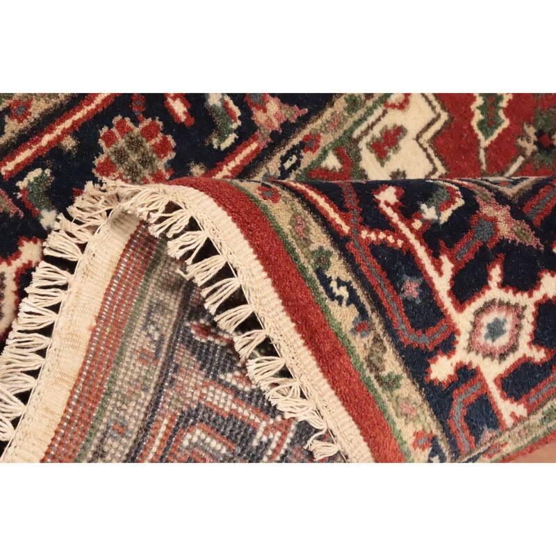 Hand Knotted Oriental 100% Wool Carpet Traditional Medallion Oranges & Rust Heriz (serapi) Area Rug - 5' 3'' X 2' 10''