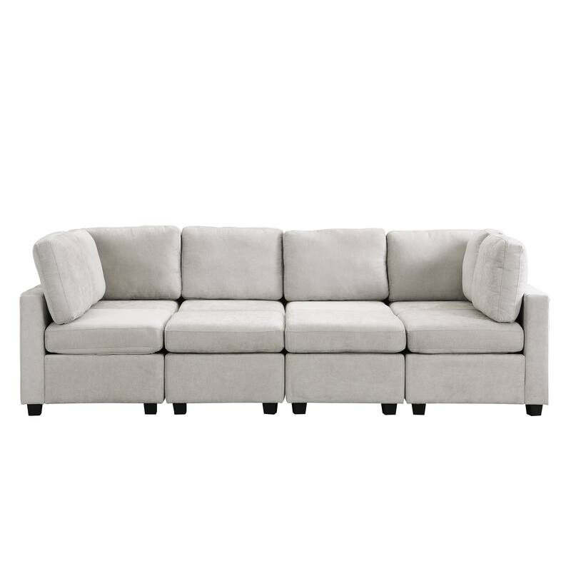 Modern Modular Sectional Sofa with Movable Ottomans and USB Ports for Versatile Seating in Contemporary Living Spaces