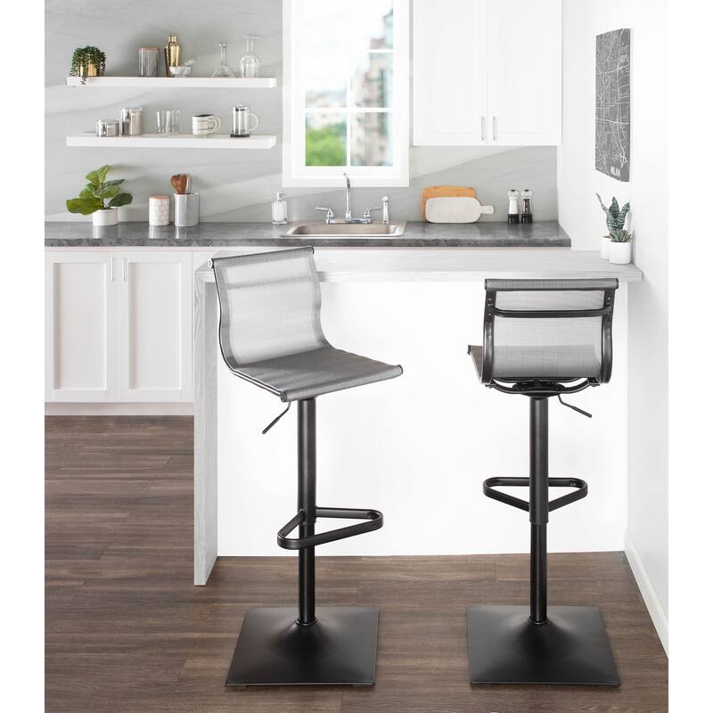 Porch & Den Bixby Adjustable Bar Stool in Black Metal