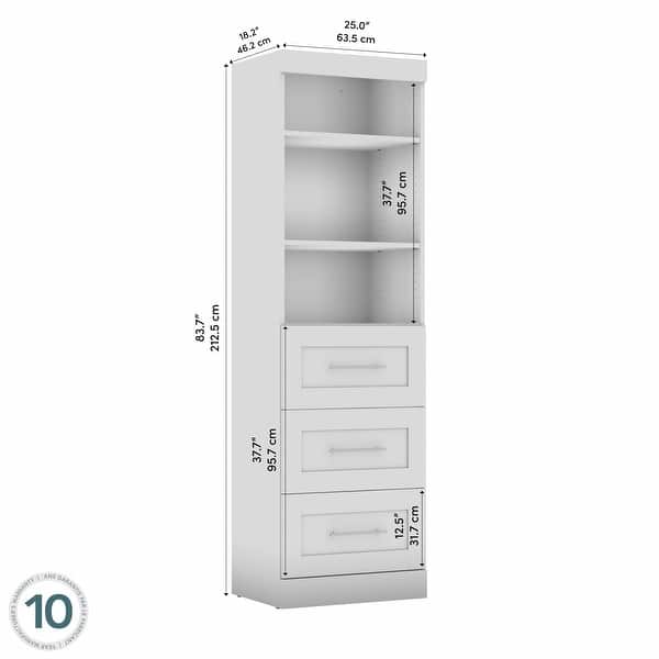 dimension image slide 0 of 5, Pur 36W Shelving Unit with 3 Drawers by Bestar