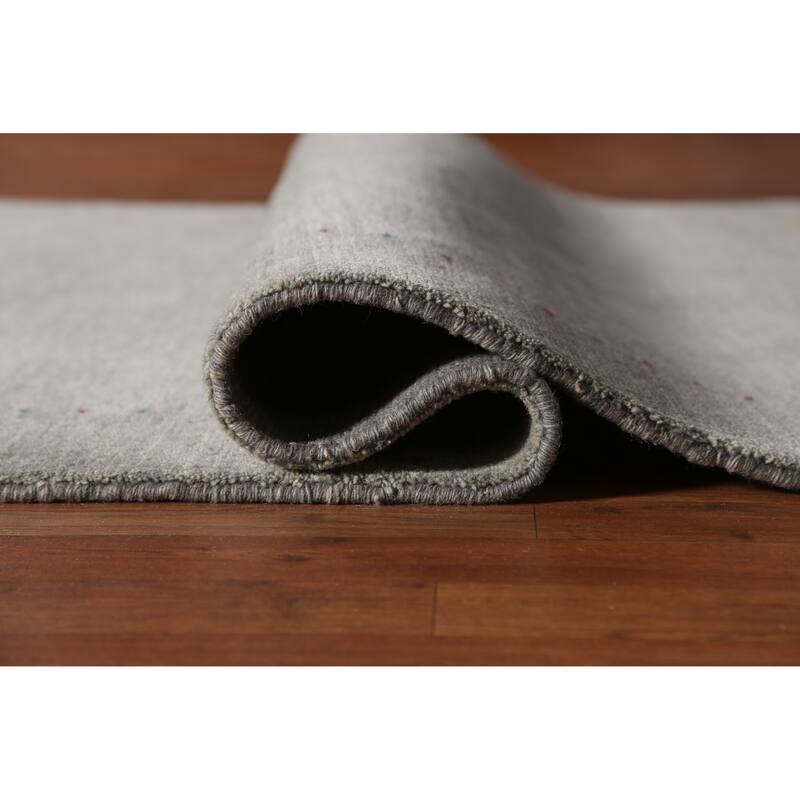 Tribal Modern Gabbeh Indian Rug Handmade Grey Wool Carpet - 5'5" x 7'8"