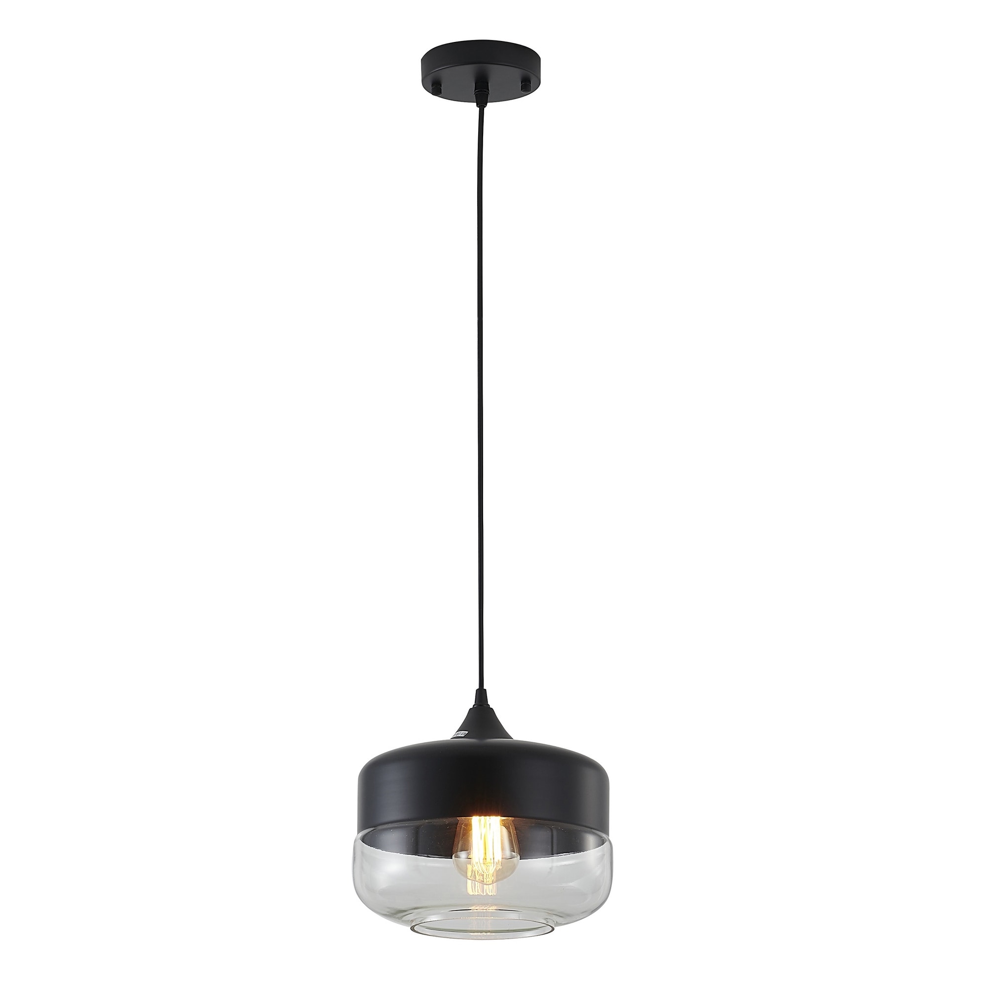 Industrial 1-Light Matte Black Wall Sconce With A Clear Glass Shade