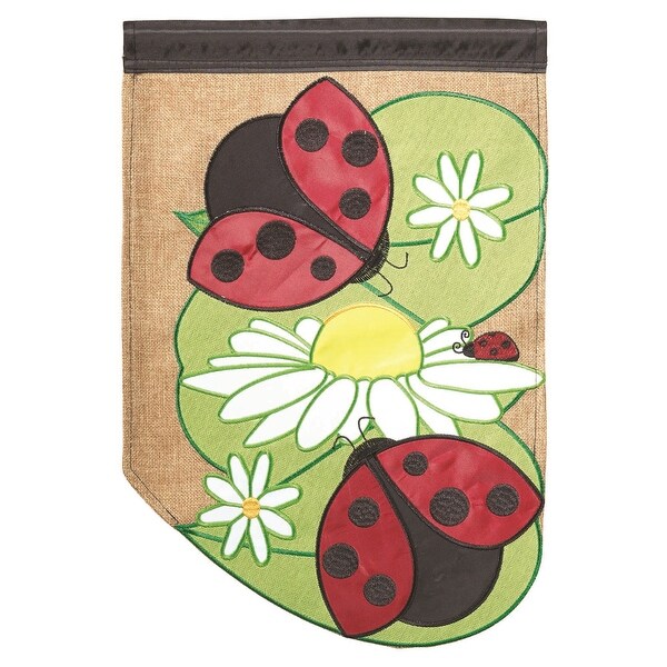 Green, Red and Brown Lady Bug Garden Flag 13" x 18" - N/A
